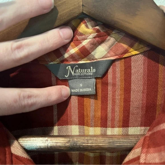 Natural Reflections Plaid Tie Sleeve Embroidered Back Panel Shirt - Picture 5 of 10